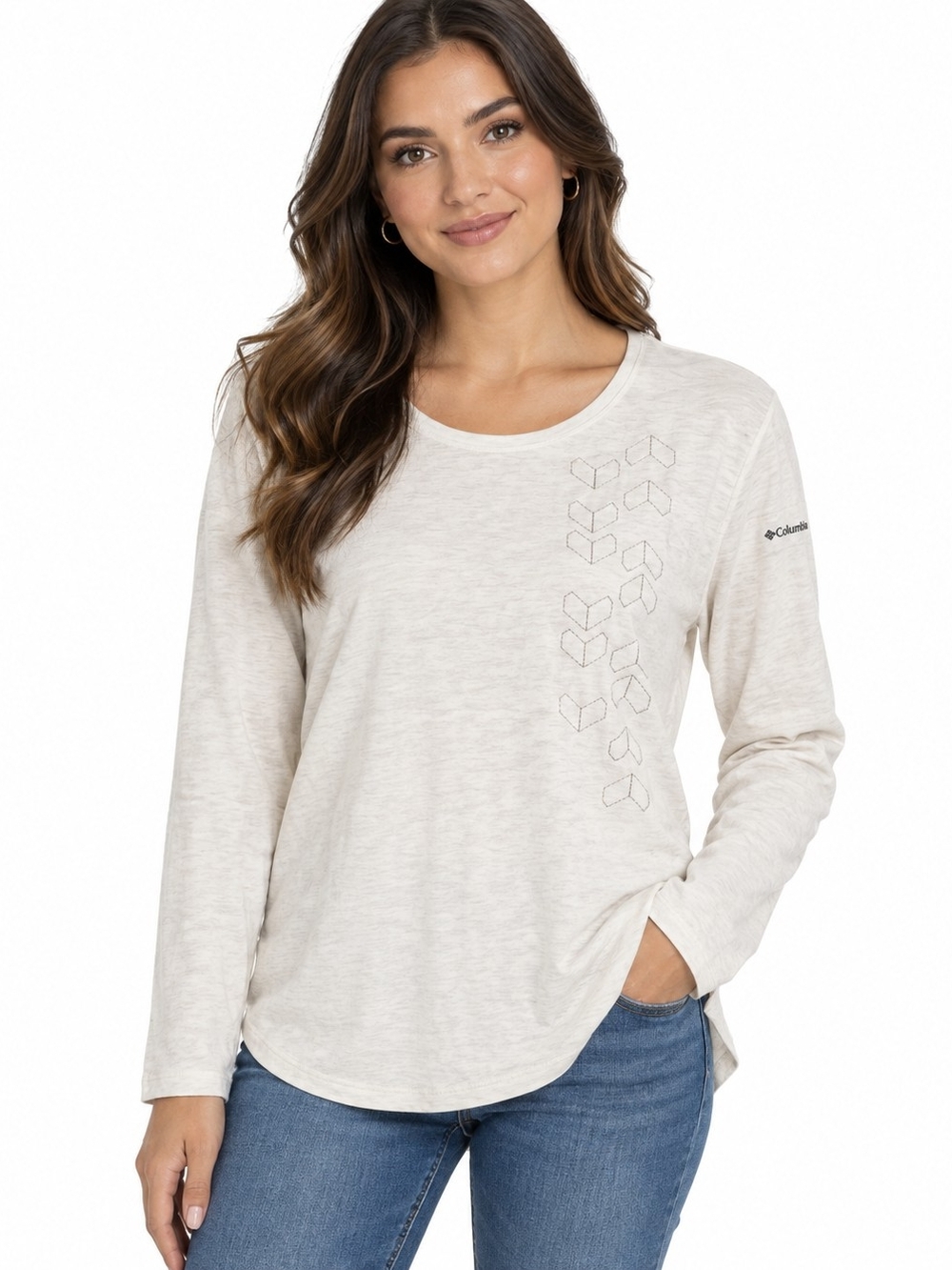 Columbia Women's Long Sleeve Graphic Tee - Light Cream
